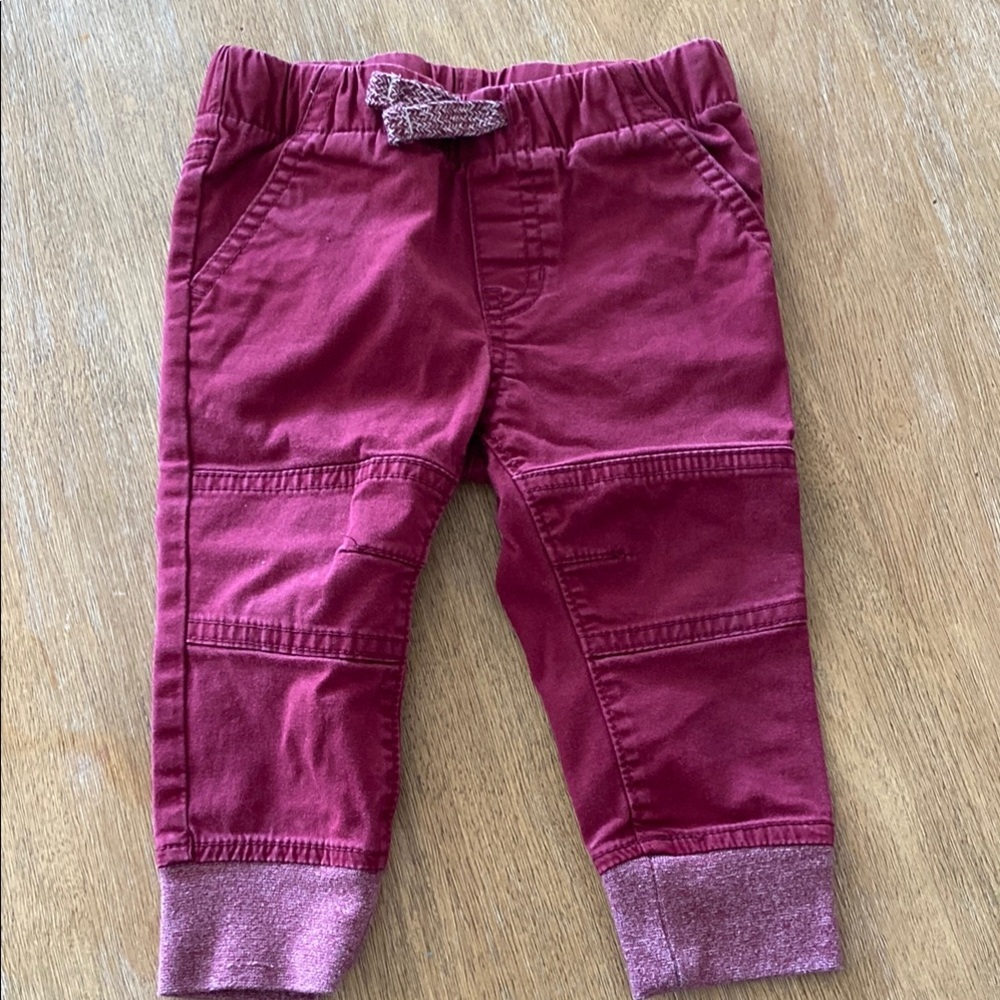 Cat & Jack Red Casual Pants with Ribbed Ankle